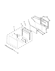 Upper Oven Door Parts Diagram and Parts List for JJW2827DB01  Jenn-Air Wall Oven