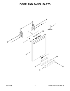 Door And Panel Parts Diagram and Parts List for MDB4949SKB3  Maytag Dishwasher