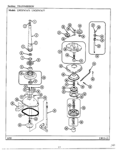 Transmission Diagram and Parts List for 6747A77  Norge Washer