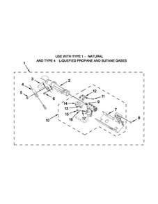 8557891 Burner Assembly Parts Diagram and Parts List for 7MMGDB950AG1  Maytag Dryer