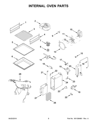 Internal Oven Parts Diagram and Parts List for JJW6024HL0  Maytag Wall Oven