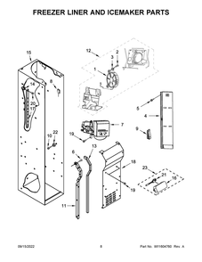 Freezer Liner And Icemaker Parts Diagram and Parts List for JBSFS42NMX00  Jenn-Air Refrigerator