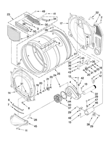 Bulkhead Parts Diagram and Parts List for NGD7300WW0  Amana Dryer
