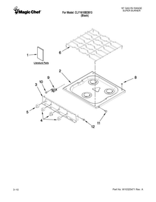 Cooktop Parts Diagram and Parts List for CLY1610BDB13  Magic Chef Range