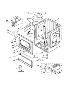 Lower Cabinet And Front Panel Parts Diagram and Parts List for MLG27PDBXW0  Maytag Dryer