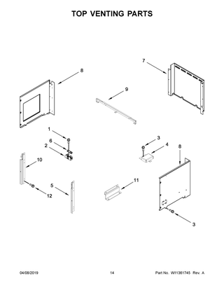 Top Venting Parts Diagram and Parts List for JMW2427IL01  Maytag Microwave Oven Combo