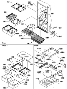 Shelving Assemblies Diagram and Parts List for BX22S5E-P1196704WE  Amana Refrigerator