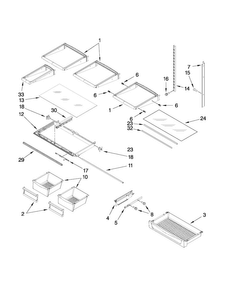 Shelf Parts Diagram and Parts List for MFI2665XEW1  Maytag Refrigerator