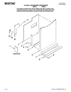 Door And Panel Parts Diagram and Parts List for MDC4650AWB2  Maytag Dishwasher