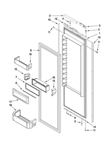 Refrigerator Door Parts Diagram and Parts List for JS42NXFXDW02  Jenn-Air Refrigerator