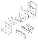 DOOR / DRAWER Diagram and Parts List for CER1360BGW  Magic Chef Range