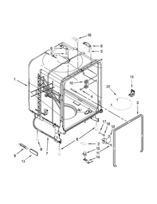 Tub And Frame Parts Diagram and Parts List for ADB1300AFW1  Amana Dishwasher