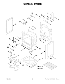 Chassis Parts Diagram and Parts List for AER6303MMS1  Amana Range