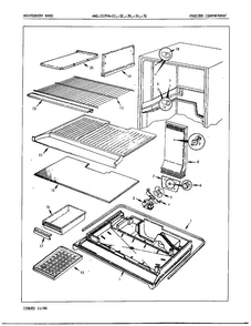 Freezer Compartment Diagram and Parts List for 21954A  Admiral Refrigerator