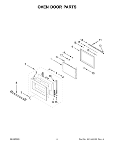 Oven Door Parts Diagram and Parts List for JJW2430IL01  Maytag Range