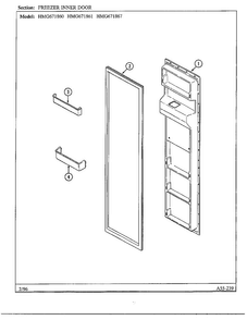 Freezer Inner Door Diagram and Parts List for 671867  Admiral Refrigerator
