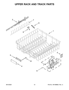 Upper Rack And Track Parts Diagram and Parts List for JDPSS246LL0  Maytag Dishwasher