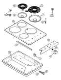 COOKTOP (COMPLETE) Diagram and Parts List for CEC1430AAW  Magic Chef Cooktop