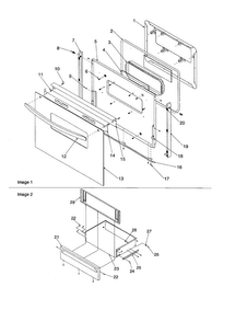 Oven Door And Storage Diagram and Parts List for ART6002W-P1143652NW  Amana Range