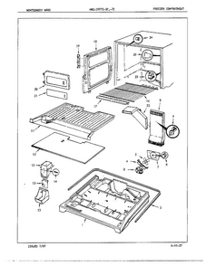 Freezer Compartment Diagram and Parts List for 19972C  Admiral Refrigerator