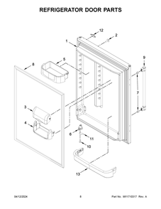 Refrigerator Door Parts Diagram and Parts List for MBF1958FEZ08  Maytag Refrigerator
