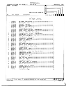 Optional Ice Maker Kit Page 2 Diagram and Parts List for 21314-0A  Admiral Refrigerator