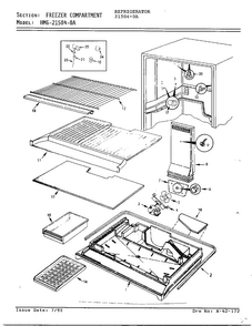 Freezer Compartment Diagram and Parts List for 21504-0A  Admiral Refrigerator