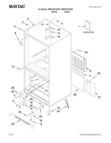 Cabinet Parts Diagram and Parts List for MBB1953XEW0  Maytag Refrigerator