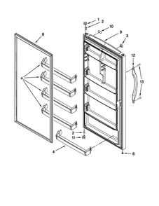 Door Parts Diagram and Parts List for AQU1613TEW04  Amana Freezer