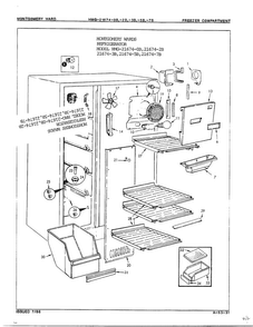 Freezer Compartment Diagram and Parts List for 21674B  Admiral Refrigerator
