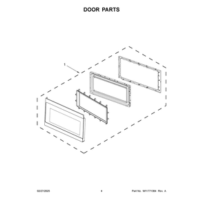 Door Parts Diagram and Parts List for YAMV2307PFW11  Amana Range Hood