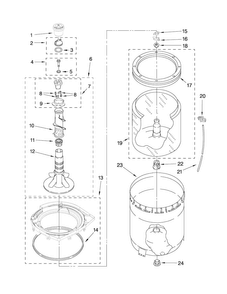 Agitator, Basket And Tub Parts Diagram and Parts List for MVWC6ESWW1  Maytag Washer