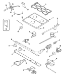 TOP & GAS CONTROLS Diagram and Parts List for CLY1628ADB  Magic Chef Range