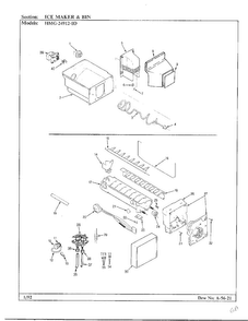Ice Maker And Bin Diagram and Parts List for 24912-0A  Admiral Refrigerator