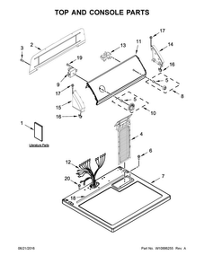 Top And Console Parts Diagram and Parts List for CGD126SDW3  Crosley Dryer