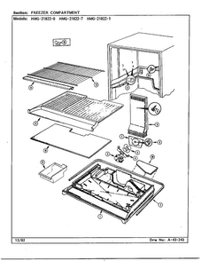 Freezer Compartment Diagram and Parts List for 21822-1  Admiral Refrigerator