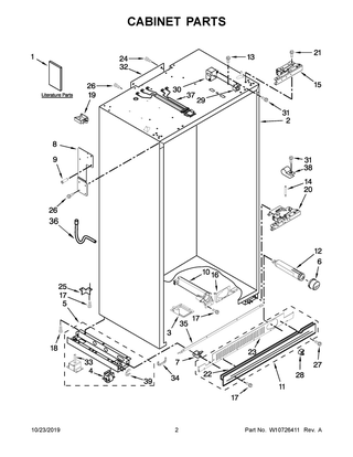 Cabinet Parts Diagram and Parts List for JS48NXFXDW10  Maytag Refrigerator