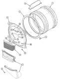 FRONT BULKHEAD, AIR DUCT & CYLINDER Diagram and Parts List for CDG9500W  Crosley Dryer