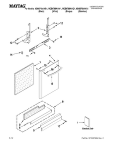 Door And Panel Parts Diagram and Parts List for MDB6769AWB1  Maytag Dishwasher
