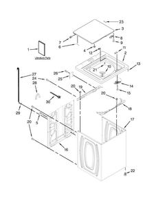 Top And Cabinet Parts Diagram and Parts List for CAW9244DW1  Crosley Washer