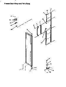 Freezer Door Hinge And Trim Parts Diagram and Parts List for SX25S-P1198902WL  Amana Refrigerator