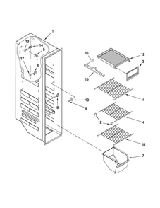 Freezer Liner Parts Diagram and Parts List for CS25CFXTQ02  Crosley Refrigerator