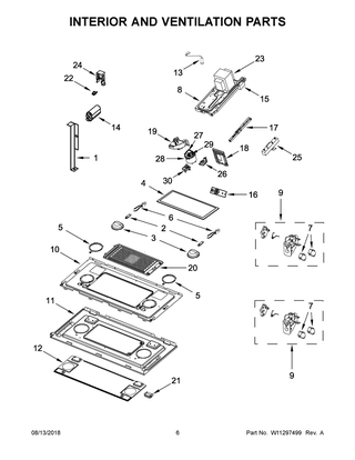 Interior And Ventilation Parts Diagram and Parts List for JMV8208CS6  Maytag Microwave