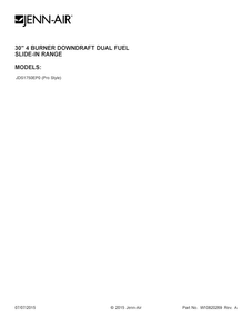 Cover Sheet Diagram and Parts List for JDS1750EP0  Jenn-Air Range