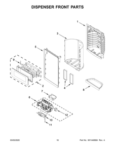 Dispenser Front Parts Diagram and Parts List for MFT2772HEZ01  Maytag Refrigerator