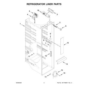 Refrigerator Liner Parts Diagram and Parts List for MRSC6636RZ00  Maytag Refrigerator