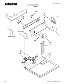 Top And Console Parts Diagram and Parts List for AGD4475TQ2  Admiral Dryer