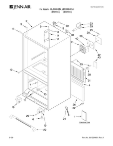 Cabinet Parts Diagram and Parts List for JBL2088HES4  Jenn-Air Refrigerator