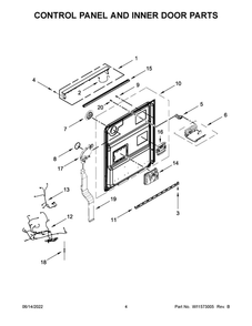 Control Panel And Inner Door Parts Diagram and Parts List for JDPSS244LM1  Maytag Dishwasher