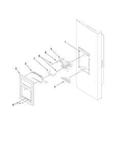 Dispenser Front Parts Diagram and Parts List for JFI2089AEP6  Jenn-Air Refrigerator